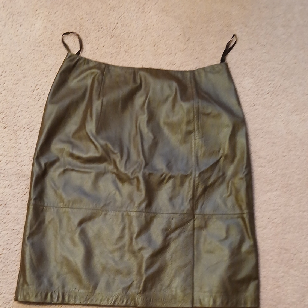 Never Worn Chocolate Brown Zip Up Leather Skirt Size 12